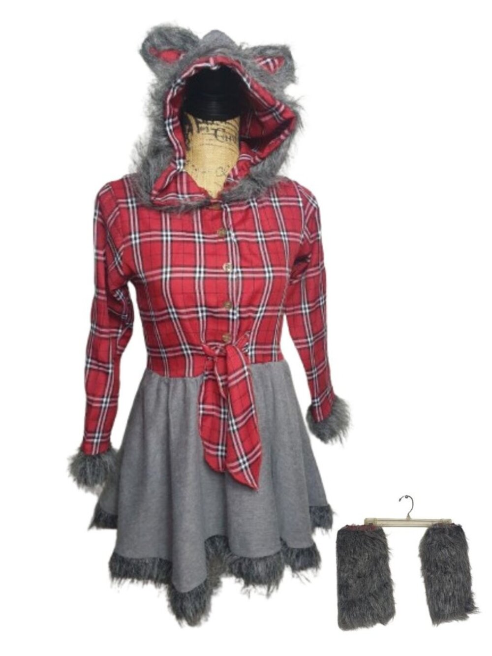 Spirit Halloween Charming Werewolf Girls L Complete Deluxe Faux Fur Tail Leg War